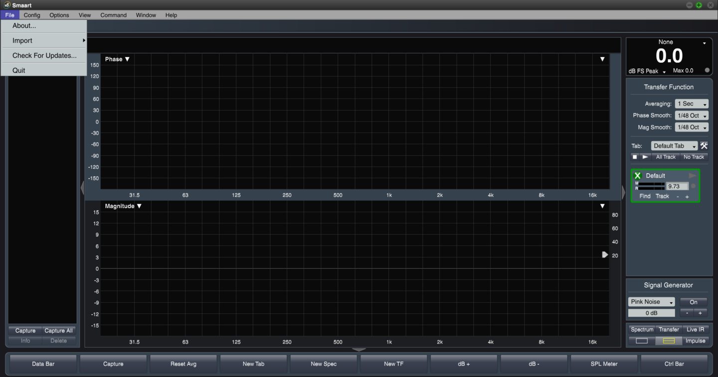 Smaart v8 Full Version メニュー表示(File)