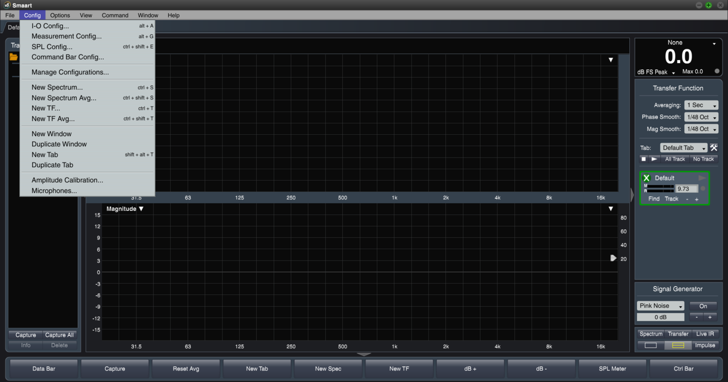 Smaart v8 Full Version メニュー表示(Config)